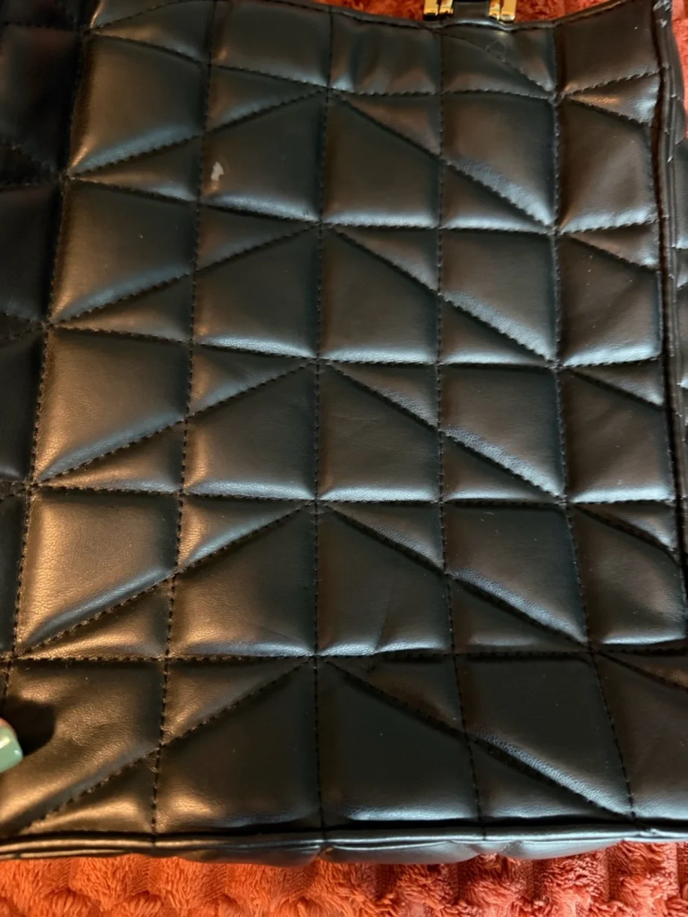Zara Black Quilted Shoulder Tote with Gold Bead Detail